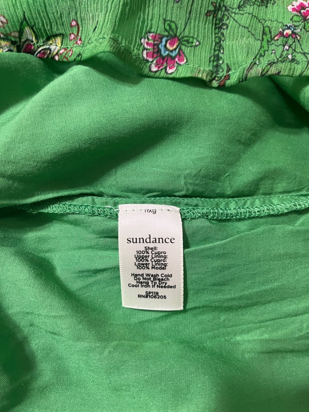 Sundance Green Floral Chiffon Bell-Sleeve Blouse Small - Picture 8 of 8